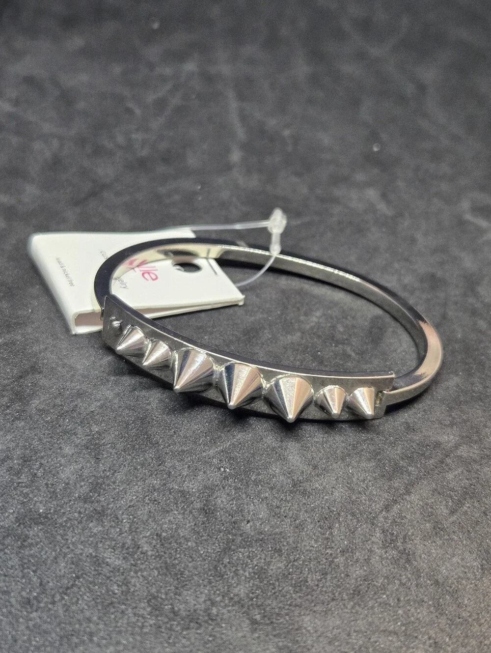 NWT Spike Studded Metal Clamper Bangle Goth Punk Rock Style Bracelet Costume